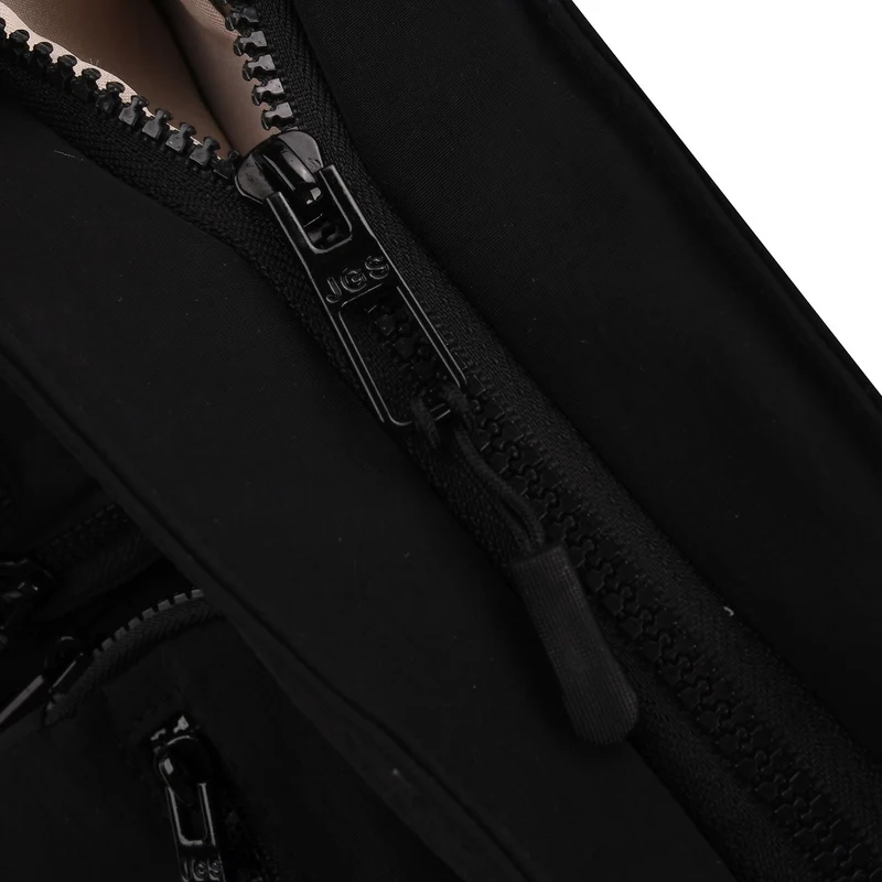 Crossbody-Schultertasche mit Mehrfachfächern, 31x30x14 cm, Schwarz