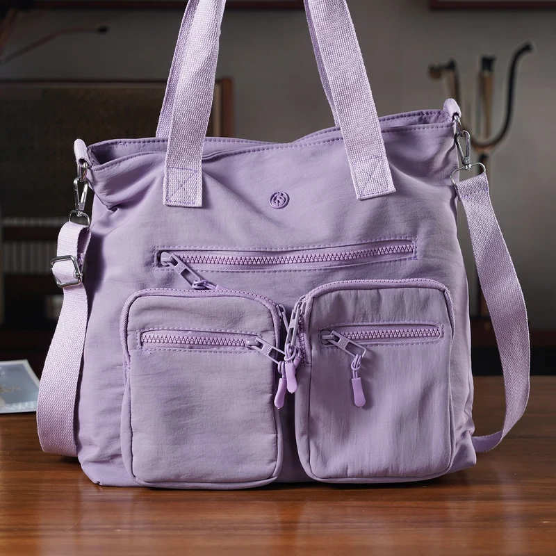 Crossbody-Schultertasche mit Mehrfachfächern, 31x30x14 cm, Schwarz