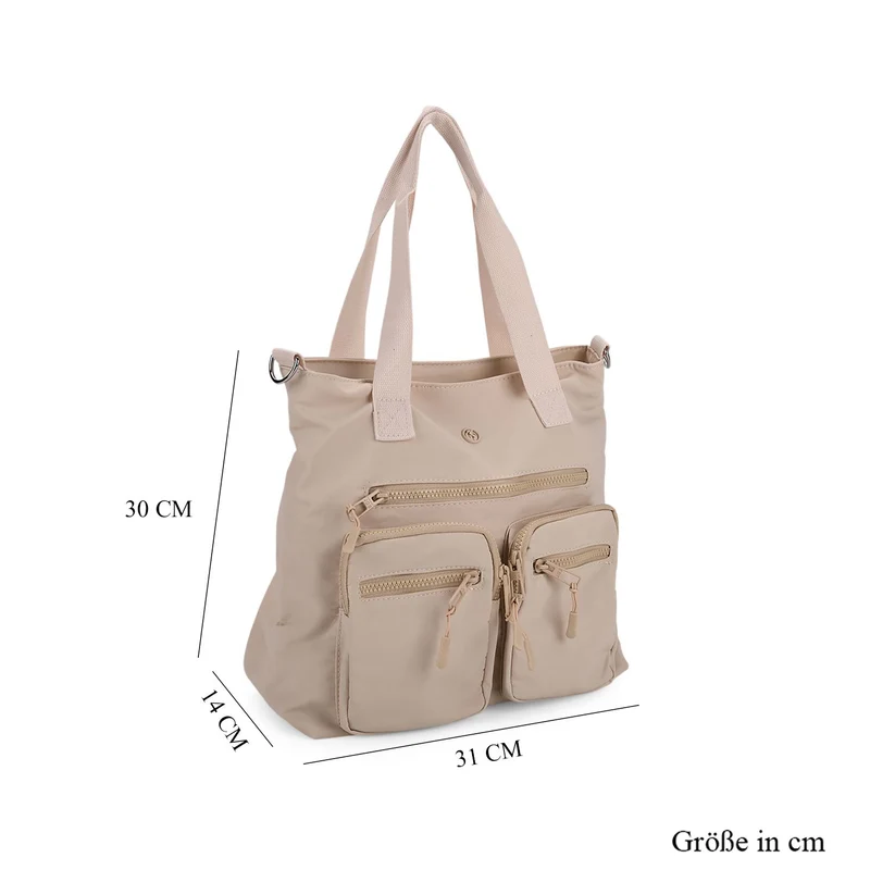 Crossbody-Schultertasche mit Mehrfachfächern, 31x30x14 cm, Schwarz
