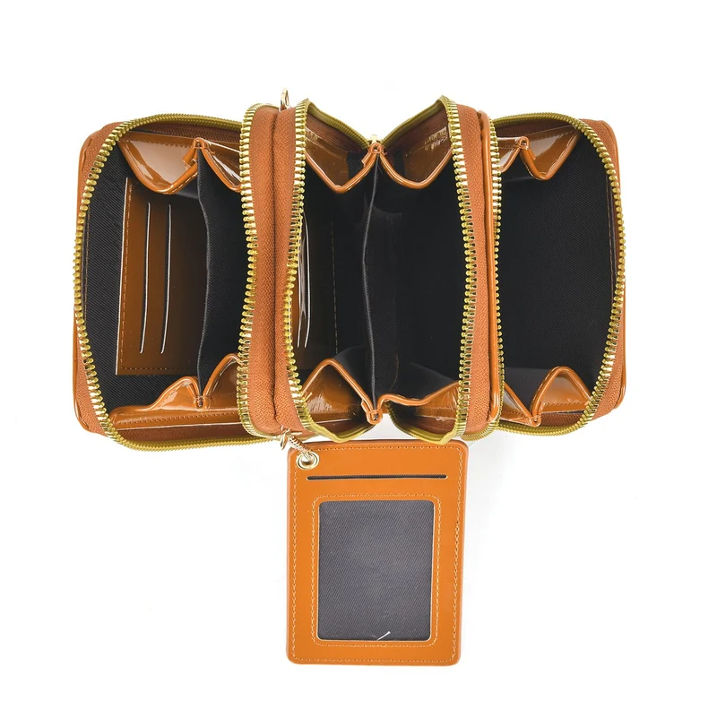 PASSAGE geprägte Kunstleder-Umhängetasche mit RFID-Schutz und langer Trageriemen, 13x7.5x19 cm, Orange