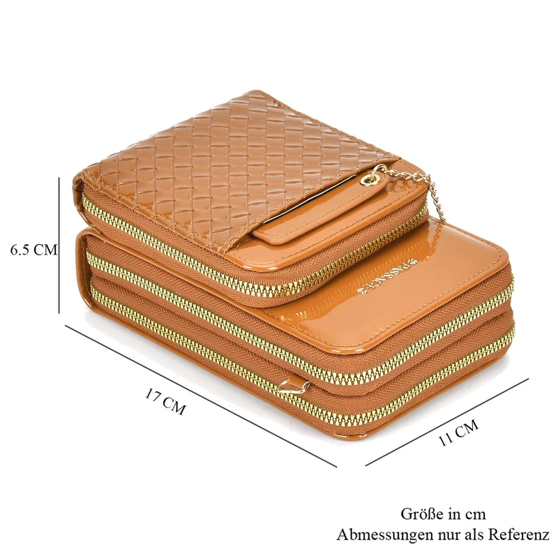 PASSAGE geprägte Kunstleder-Umhängetasche mit RFID-Schutz und langer Trageriemen, 13x7.5x19 cm, Orange
