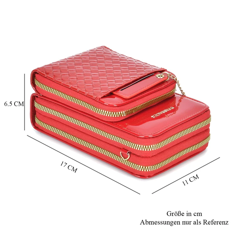 PASSAGE geprägte Kunstleder-Umhängetasche mit RFID-Schutz und langer Trageriemen, 13x7.5x19 cm, Orange