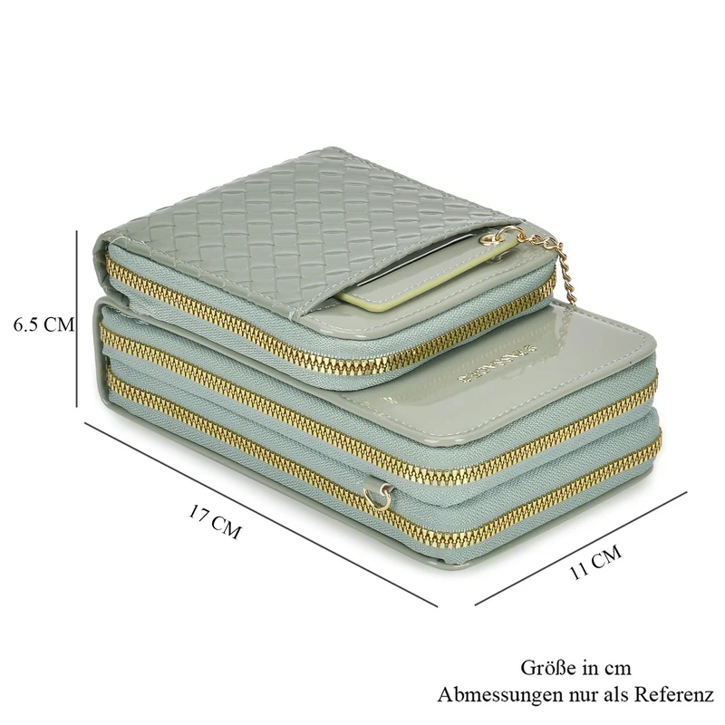 PASSAGE geprägte Kunstleder-Umhängetasche mit RFID-Schutz und langer Trageriemen, 13x7.5x19 cm, Orange