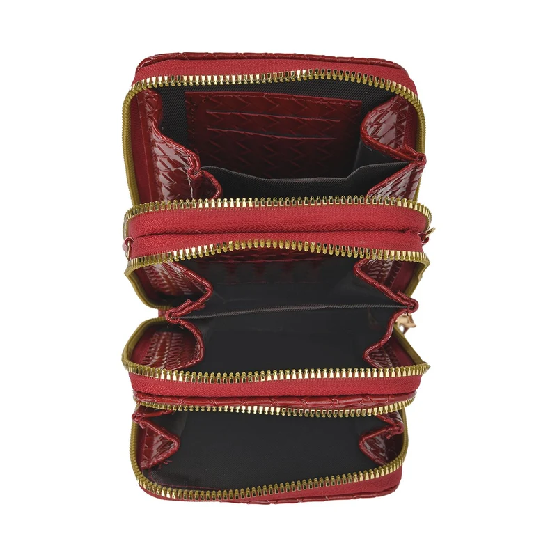 PASSAGE geprägte Kunstleder-Umhängetasche mit RFID-Schutz und langer Trageriemen, 13x7.5x19 cm, Orange