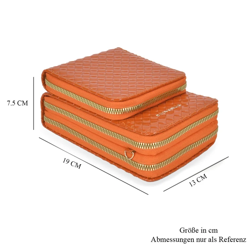 PASSAGE geprägte Kunstleder-Umhängetasche mit RFID-Schutz und langer Trageriemen, 13x7.5x19 cm, Orange