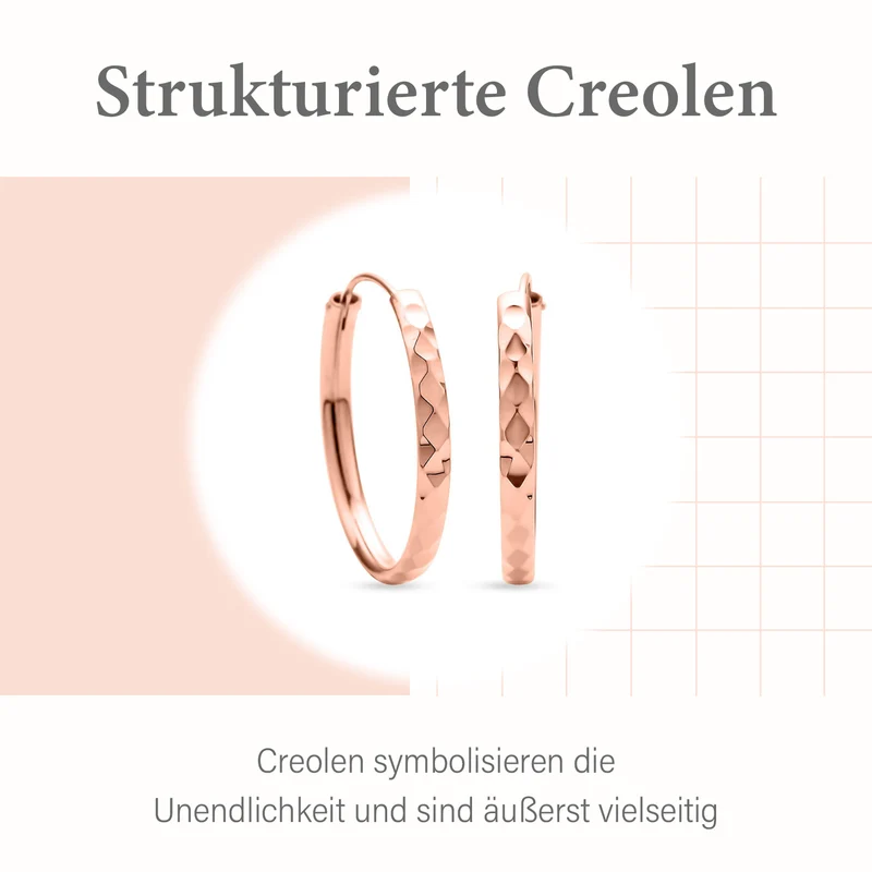 Creolen Ohrringe, 925 Silber rosévergoldet