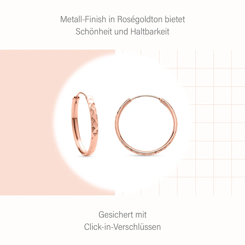Creolen Ohrringe, 925 Silber rosévergoldet