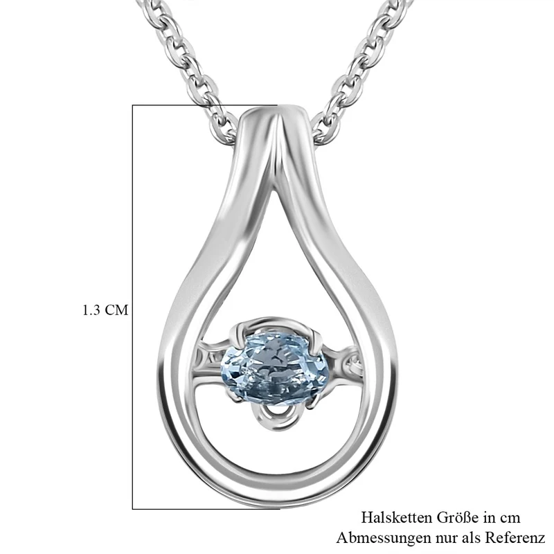Santamaria Aquamarin Anhänger mit Kette im Schmuckset, 925 Silber platiniert ca. 0.15 ct