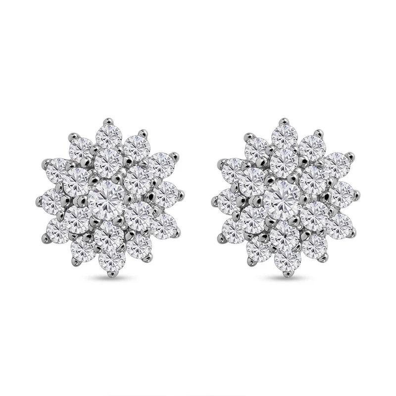 Lustro Stella - Weiße Zirkonia Ohrringe, 925 Silber rhodiniert ca. 1.86 ct