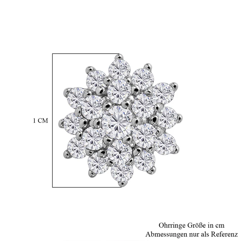 Lustro Stella - Weiße Zirkonia Ohrringe, 925 Silber rhodiniert ca. 1.86 ct