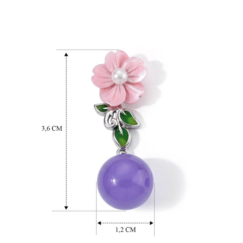 JARDIN KOLLEKTION D'Joy gefärbte lila Jade, weiße Süßwasser Perle (3-4mm) und rosa Perlmutt Ohrringe, 925 Silber rhodiniert