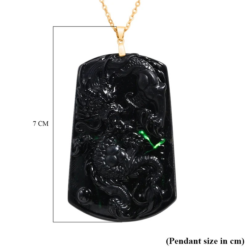 D'Joy Schwarze Jade Schmuckset ca. 50 cm 925 Silber Vergoldet ca. 100,00 ct.