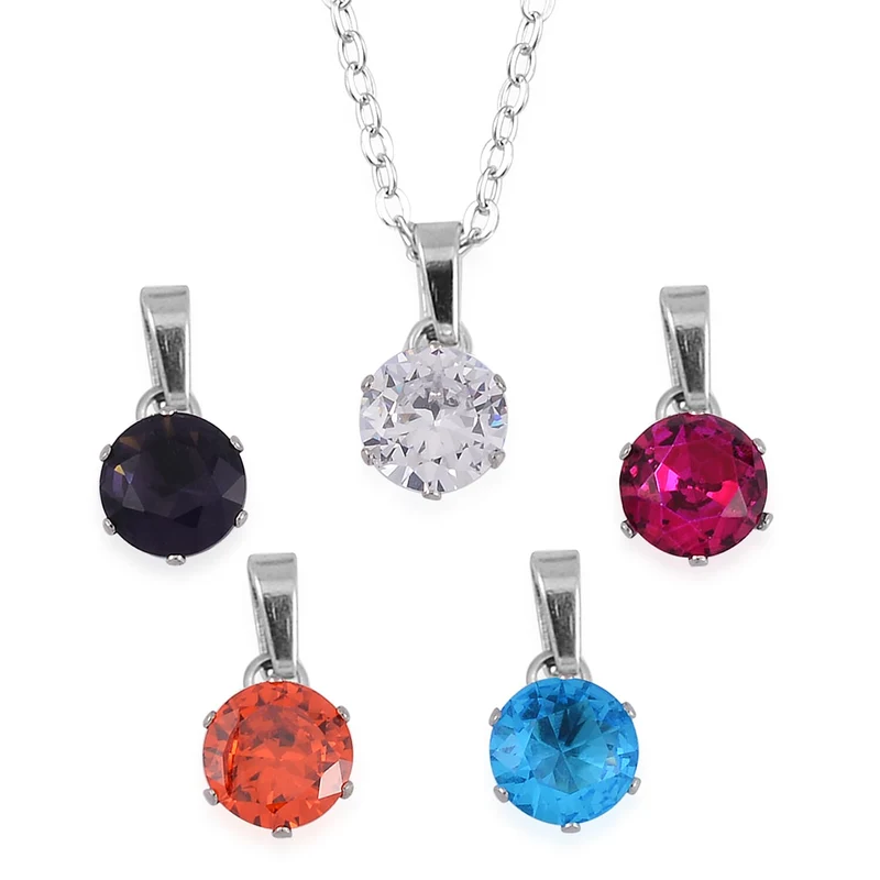 9er Set - 5 Anhänger, 5 Ohrstecker, 1 Edelstahl Kette ca. 0.10 ct