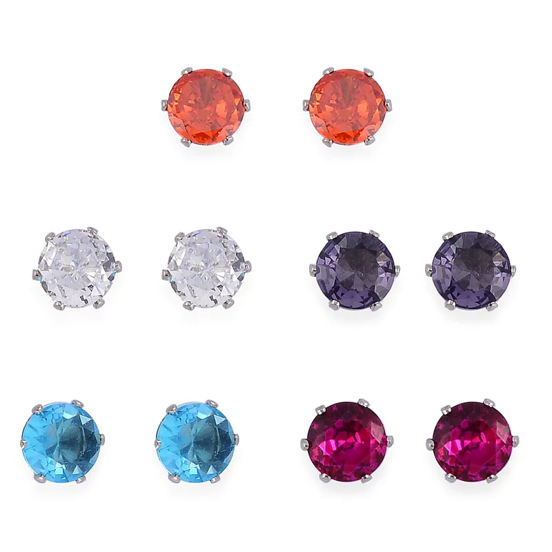 9er Set - 5 Anhänger, 5 Ohrstecker, 1 Edelstahl Kette ca. 0.10 ct