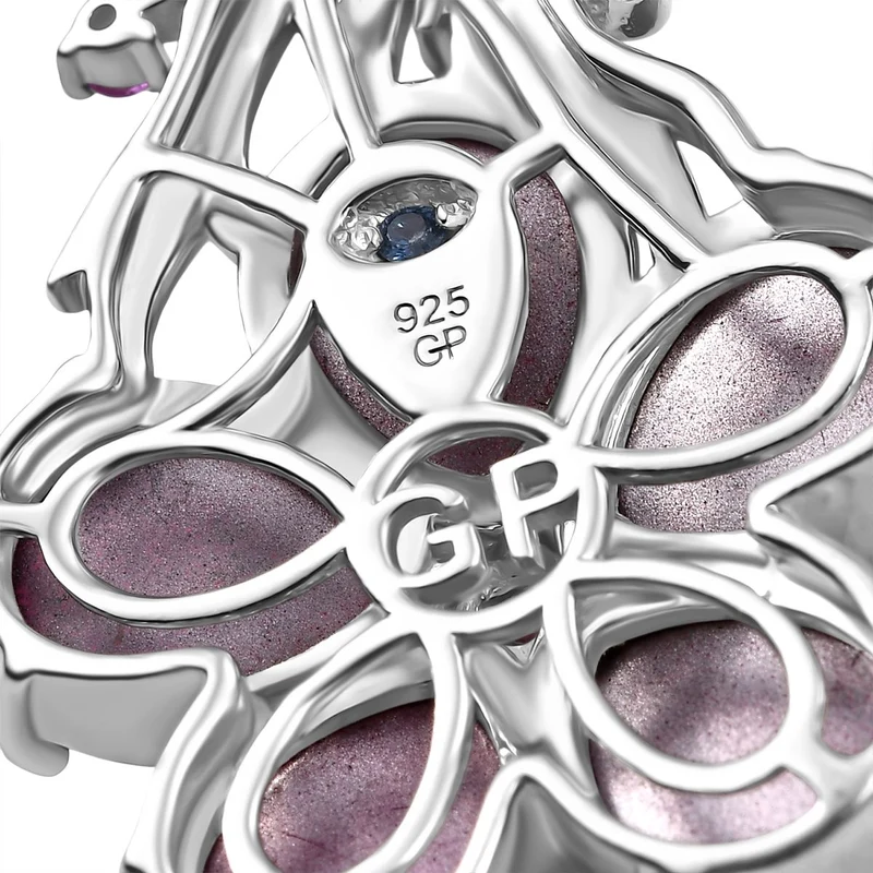 GP Italienische Garten Kollektion-Maulbeer Mondstein, Kanchanaburi Blauer Saphir Anhänger mit Kette, 925 Silber rhodiniert ca. 8.65 ct