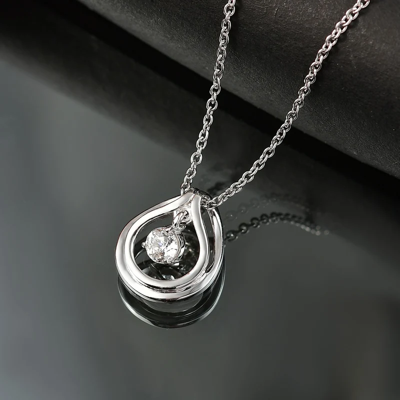 J Francis gefertigt mit SWAROVSKI Zirkonia Anhänger mit Kette ca. 50 cm, Messing und Reiner Edelstahl