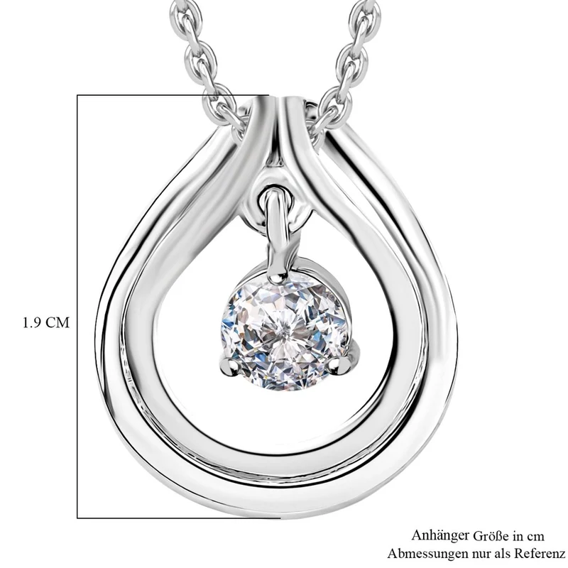 J Francis gefertigt mit SWAROVSKI Zirkonia Anhänger mit Kette ca. 50 cm, Messing und Reiner Edelstahl