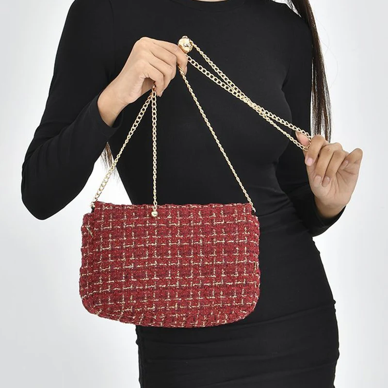 Tweed Umhängetasche, Größe 24x15x8cm, burgund