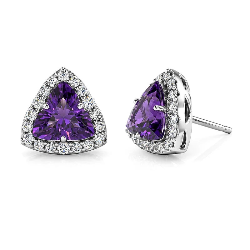 D'Joy AA Amethyst, Moissanit AGI zertifiziert Ohrringe 925 Silber Rhodiniert (10-15 Werktage Lieferzeit) ca. 3,62 ct.