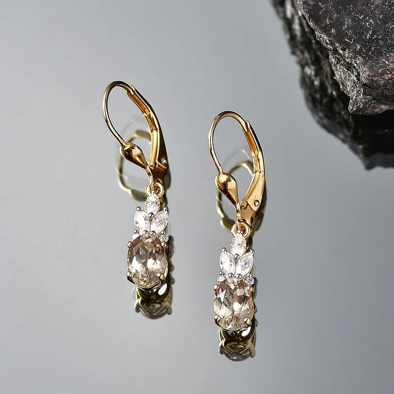 D'Joy AA Turkizit, Moissanit AGI zertifiziert Ohrringe 925 Silber 750 Gelbgold vermeil (10-15 Werktage Lieferzeit) ca. 2,54 ct.