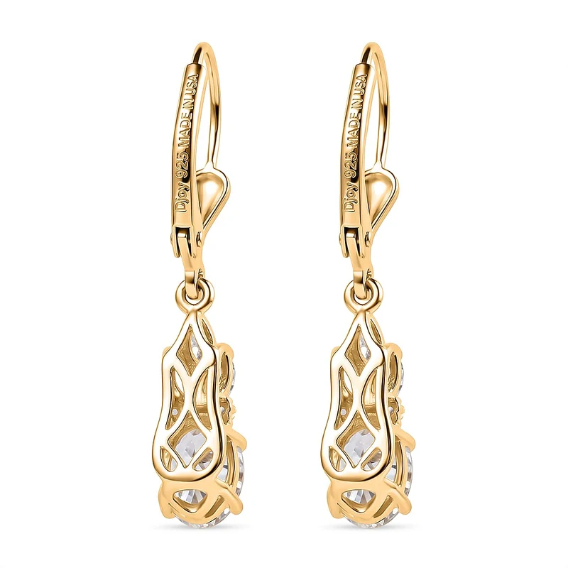 D'Joy AA Turkizit, Moissanit AGI zertifiziert Ohrringe 925 Silber 750 Gelbgold vermeil (10-15 Werktage Lieferzeit) ca. 2,54 ct.