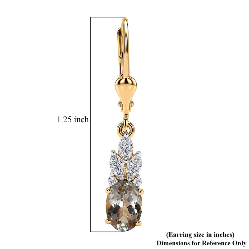 D'Joy AA Turkizit, Moissanit AGI zertifiziert Ohrringe 925 Silber 750 Gelbgold vermeil (10-15 Werktage Lieferzeit) ca. 2,54 ct.