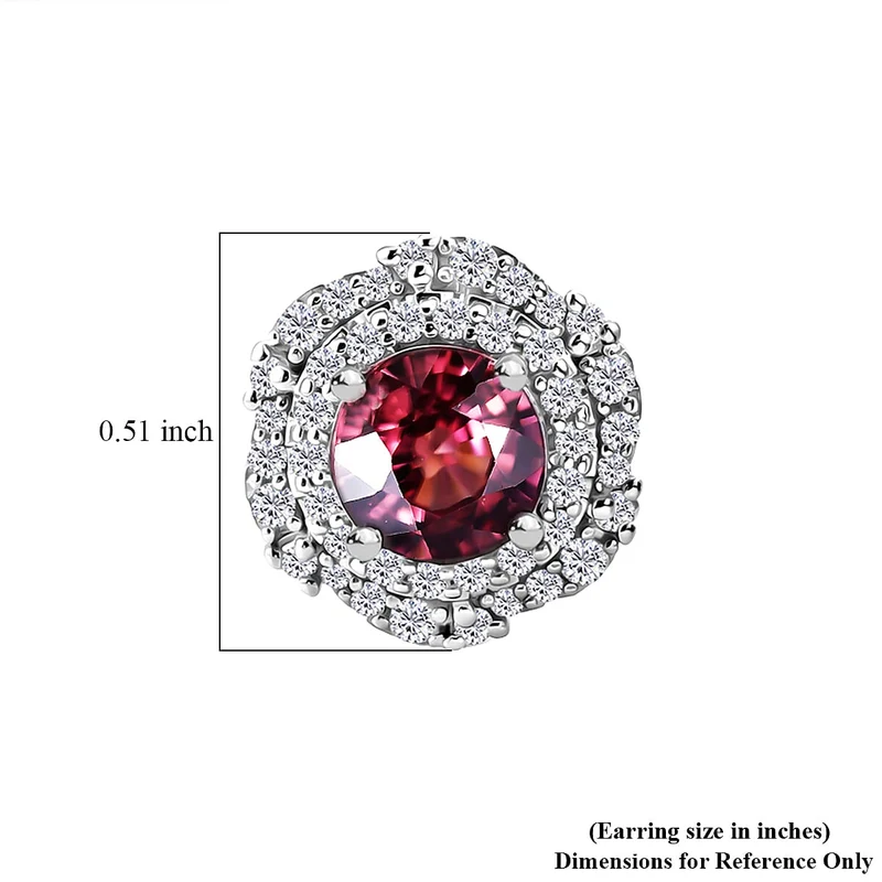 D'Joy AA Himbeer Zirkon, Moissanit AGI zertifiziert Ohrringe 925 Silber Rhodiniert (10-15 Werktage Lieferzeit) ca. 3,26 ct.
