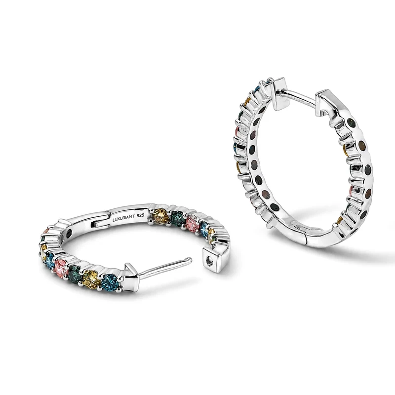 LUXURIANT 1,99 ct. mehrfarbige Labor Diamant Ohrringe, 925 Silber rhodiniert