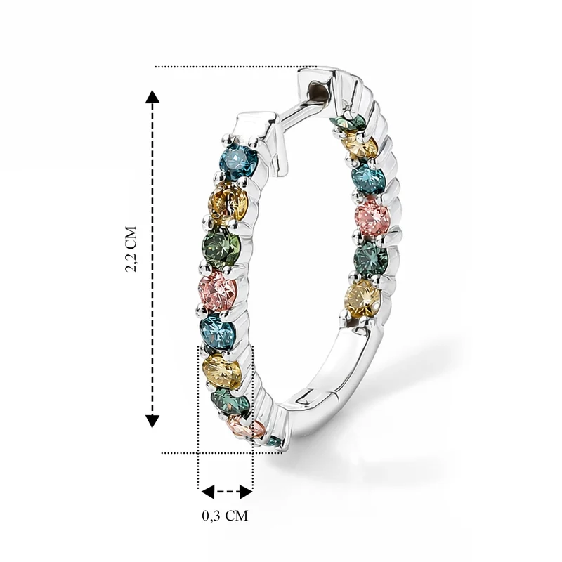 LUXURIANT 1,99 ct. mehrfarbige Labor Diamant Ohrringe, 925 Silber rhodiniert
