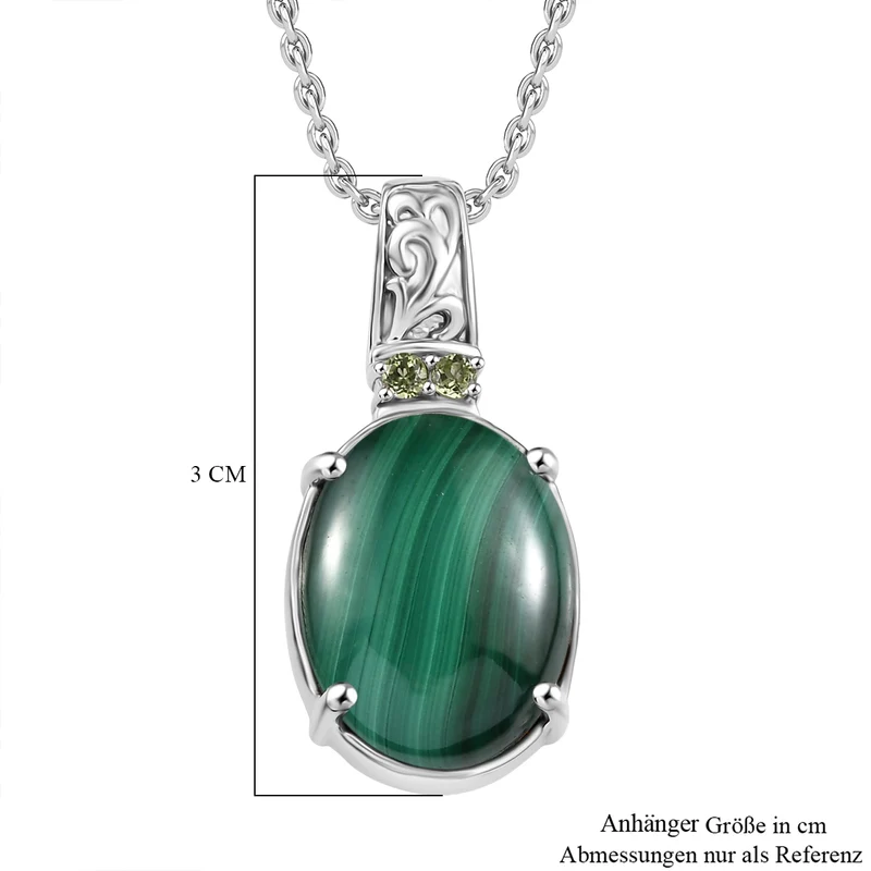 Malachit, Peridot Schmuckset Edelstahl ca. 11.10 ct