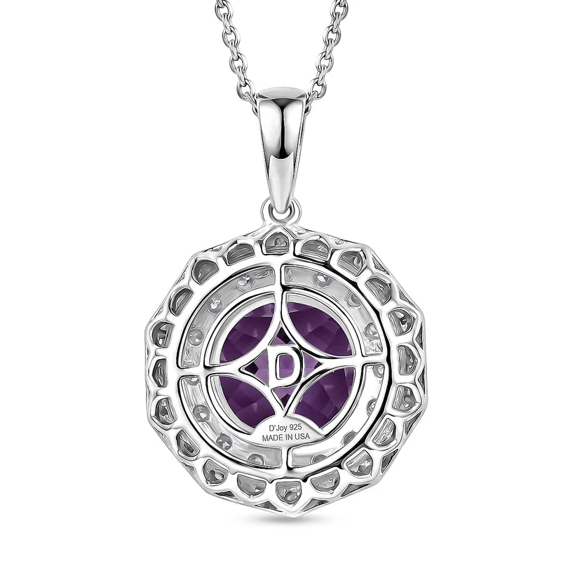 D'Joy AA Sambischer Amethyst, Moissanit AGI zertifiziert Schmuckset (10-15 Werktage Lieferzeit) ca. 45 cm 925 Silber Rhodiniert ca. 3,88 ct.