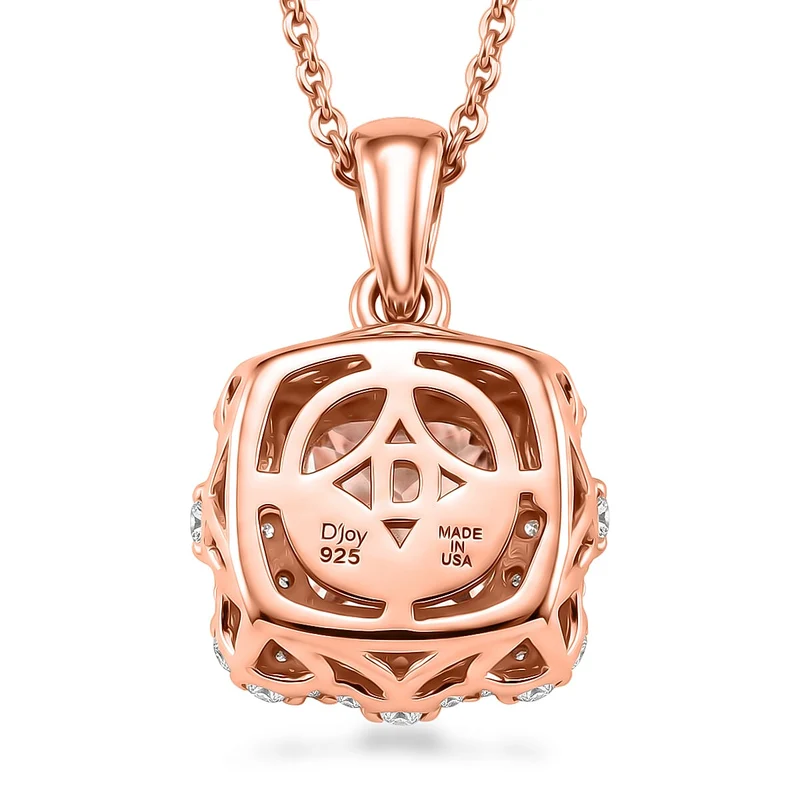 D'Joy AA Rosa Morganit, Moissanit AGI zertifiziert Schmuckset (10-15 Werktage Lieferzeit) ca. 45 cm 925 Silber 750 Roségold vermeil ca. 1,32 ct.
