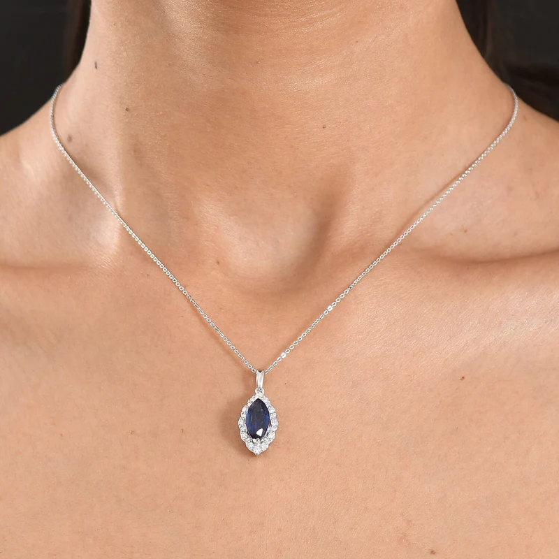 D'Joy AA Kyanit, Moissanit AGI zertifiziert Schmuckset (10-15 Werktage Lieferzeit) ca. 45 cm 925 Silber Rhodiniert ca. 6,70 ct.
