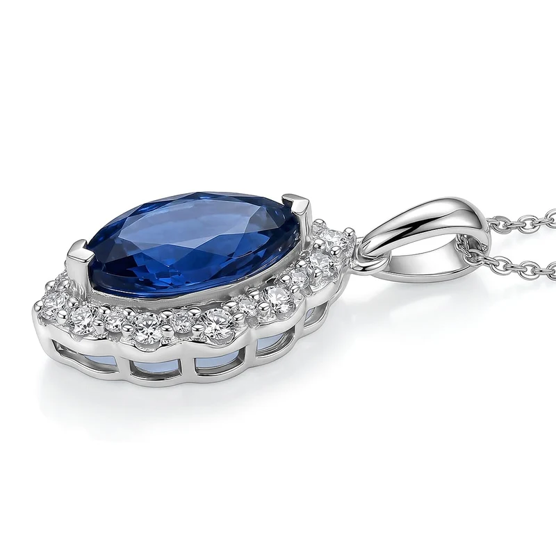 D'Joy AA Kyanit, Moissanit AGI zertifiziert Schmuckset (10-15 Werktage Lieferzeit) ca. 45 cm 925 Silber Rhodiniert ca. 6,70 ct.