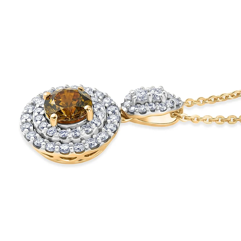 D'Joy AA Gelber Tansanit, Moissanit AGI zertifiziert Schmuckset (10-15 Werktage Lieferzeit) ca. 50 cm 925 Silber 750 Gelbgold vermeil ca. 1,41 ct.