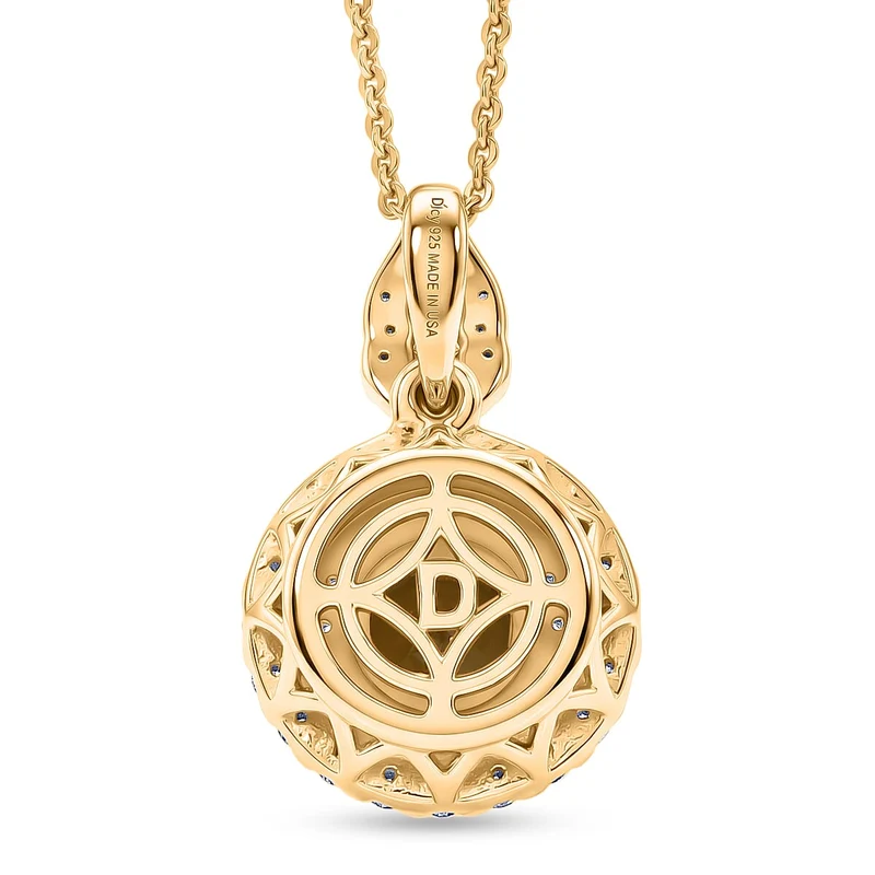 D'Joy AA Gelber Tansanit, Moissanit AGI zertifiziert Schmuckset (10-15 Werktage Lieferzeit) ca. 50 cm 925 Silber 750 Gelbgold vermeil ca. 1,41 ct.