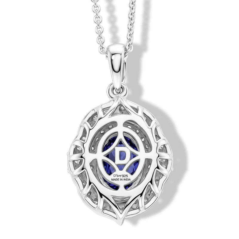 D'Joy AA Tansanit, Moissanit AGI zertifiziert Schmuckset (10-15 Werktage Lieferzeit) ca. 45 cm 925 Silber Rhodiniert ca. 1,99 ct.
