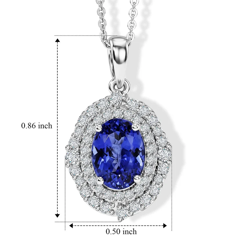 D'Joy AA Tansanit, Moissanit AGI zertifiziert Schmuckset (10-15 Werktage Lieferzeit) ca. 45 cm 925 Silber Rhodiniert ca. 1,99 ct.