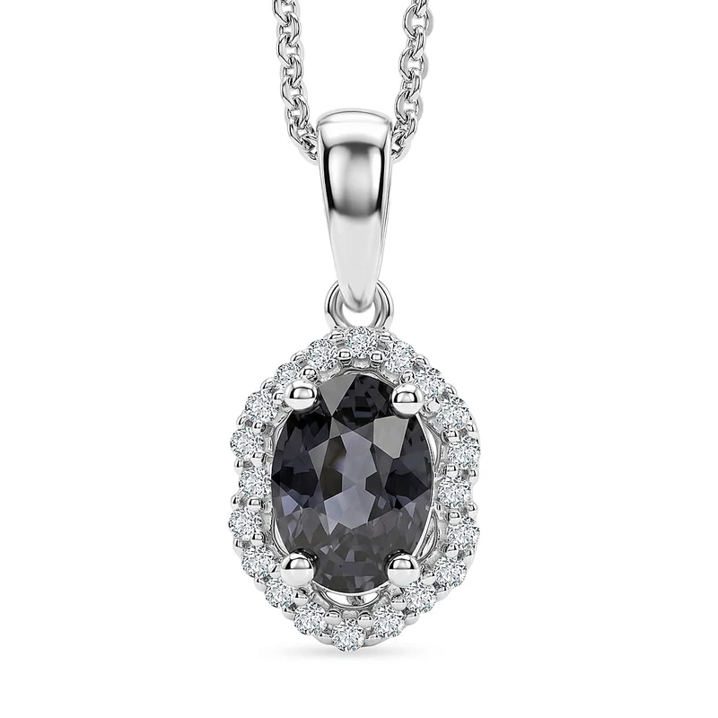 D'Joy AA Platin-Spinell, Moissanit AGI zertifiziert Schmuckset ca. 45 cm 925 Silber Rhodiniert ca. 1,08 ct. (9-14 Werktage Lieferzeit)