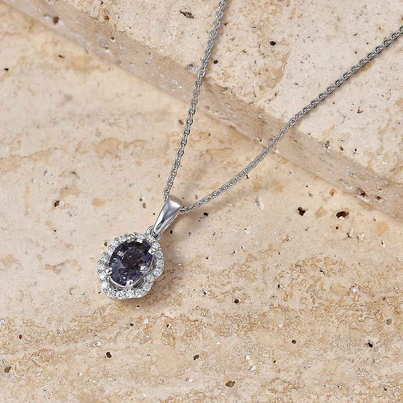 D'Joy AA Platin-Spinell, Moissanit AGI zertifiziert Schmuckset ca. 45 cm 925 Silber Rhodiniert ca. 1,08 ct. (9-14 Werktage Lieferzeit)