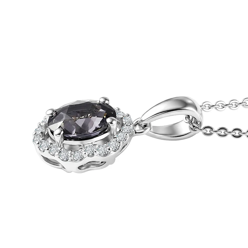 D'Joy AA Platin-Spinell, Moissanit AGI zertifiziert Schmuckset ca. 45 cm 925 Silber Rhodiniert ca. 1,08 ct. (9-14 Werktage Lieferzeit)