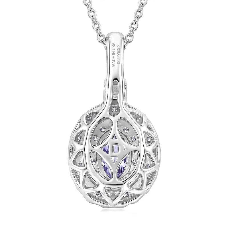D'Joy AA Lila Spinell, Moissanit AGI zertifiziert Schmuckset (10-15 Werktage Lieferzeit) ca. 50 cm 925 Silber Rhodiniert ca. 1,07 ct.