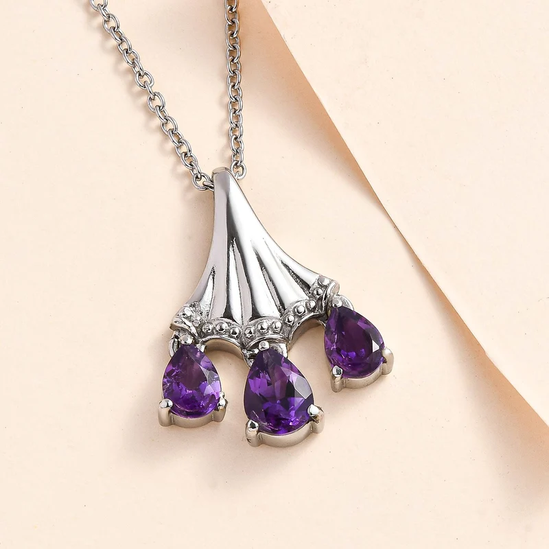 AA Mashamba Amethyst Anhänger mit Kette, Edelstahl ca. 2.22 ct