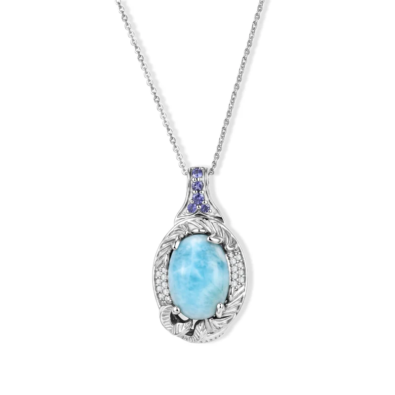 D'Joy AAA Larimar, Iolit Schmuckset ca. 50 cm 925 Silber Rhodiniert ca. 7,33 ct.