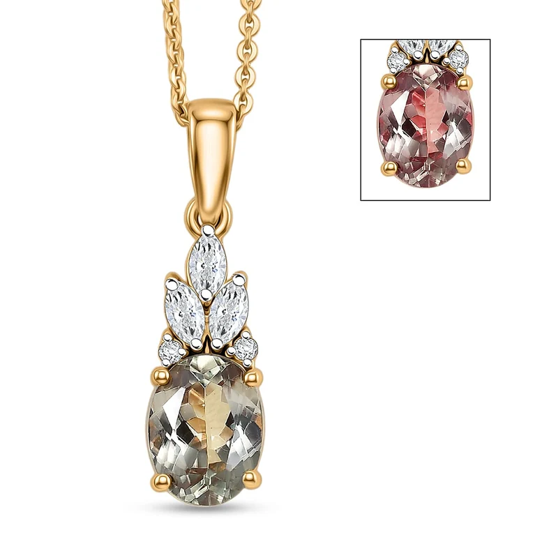 D'Joy AA Turkizit, Moissanit AGI zertifiziert Schmuckset (10-15 Werktage Lieferzeit) ca. 50 cm 925 Silber 750 Gelbgold vermeil ca. 1,62 ct.
