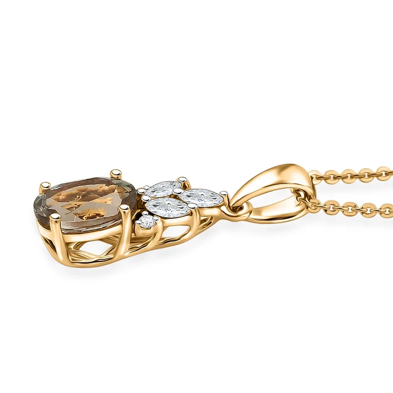 D'Joy AA Turkizit, Moissanit AGI zertifiziert Schmuckset (10-15 Werktage Lieferzeit) ca. 50 cm 925 Silber 750 Gelbgold vermeil ca. 1,62 ct.