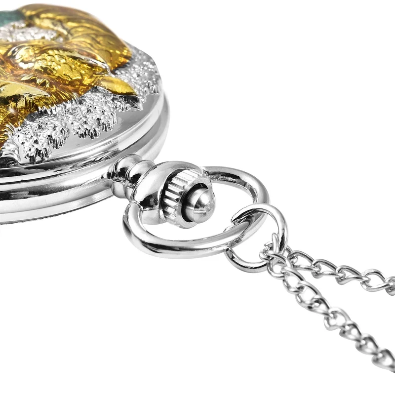 Strada - Weiße Kristall Taschenuhr im Bienenstock Design, japanisches Uhrwerk, goldfarben