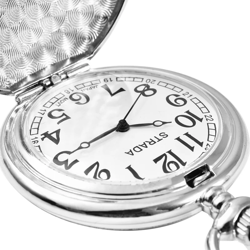 Strada - Weiße Kristall Taschenuhr im Bienenstock Design, japanisches Uhrwerk, goldfarben