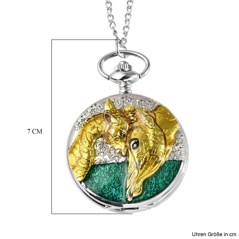 Strada - Weiße Kristall Taschenuhr im Bienenstock Design, japanisches Uhrwerk, goldfarben