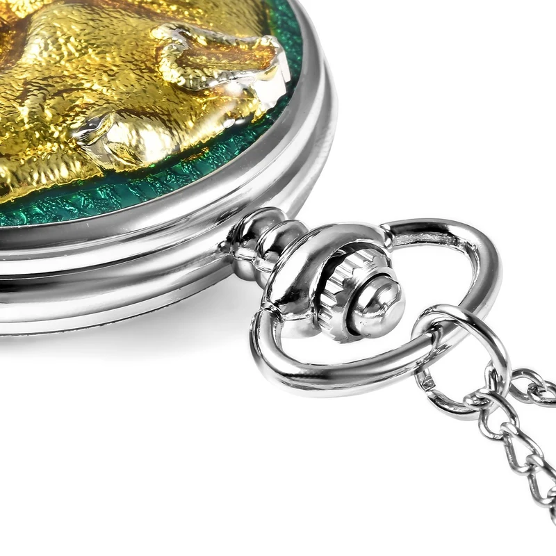 Strada - Weiße Kristall Taschenuhr im Bienenstock Design, japanisches Uhrwerk, goldfarben